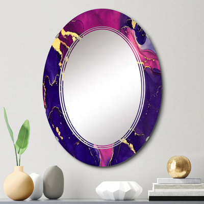 Mauve et bleu luxe abstrait Art fluide IV - miroir mural moderne