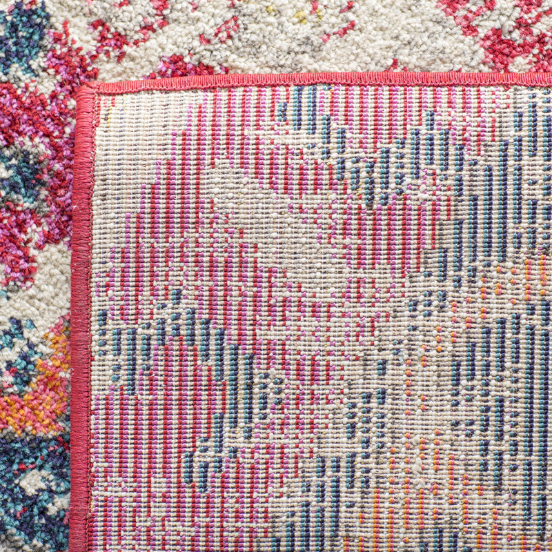 Tapis rose de style Sud-Ouest Almyra, Tapis de couloir 2 pi 2 po x 12 pi