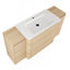 Ensemble de meuble-lavabo autoportant 60 po avec lavabo en céramique blanche 60 po, 2 petites armoires de rangement, porte à fermeture douce, chêne blanc américain, contreplaqué