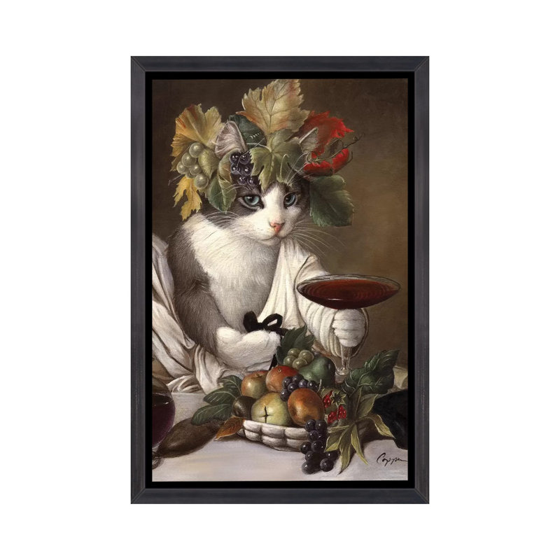 «Widget As Bacchus» - Impression, H 26 po x l 18 po x 1,5 po, Toile avec cadre noir patiné