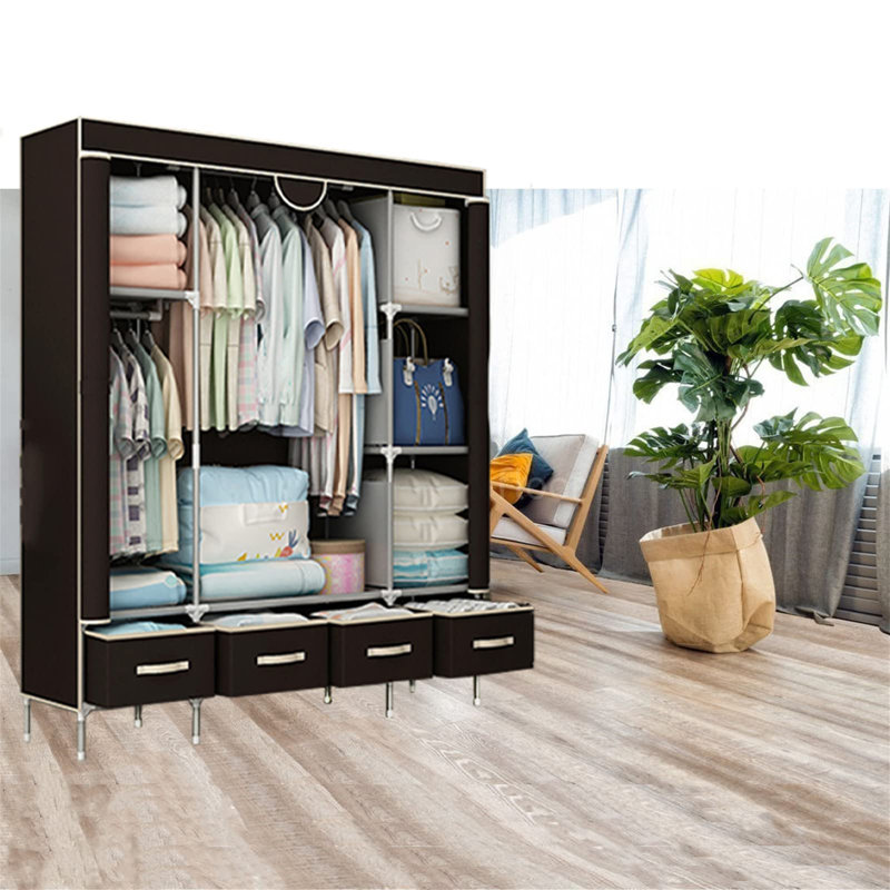 URBNLIVING Metal Wardrobe, Deep Coffee