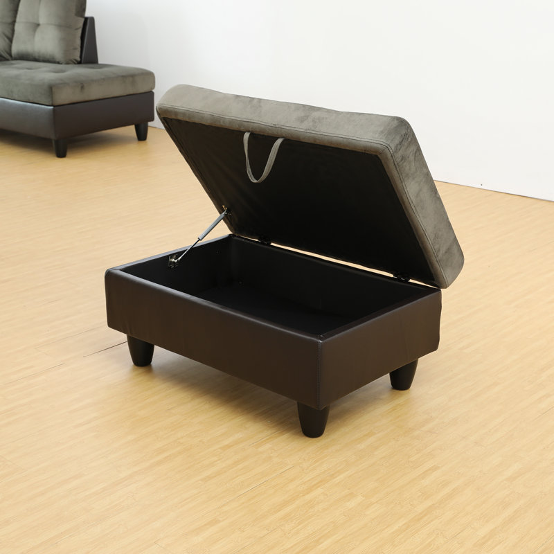 Darryn 35" Wide Upholstered Storage Ottoman, Brown Fabric