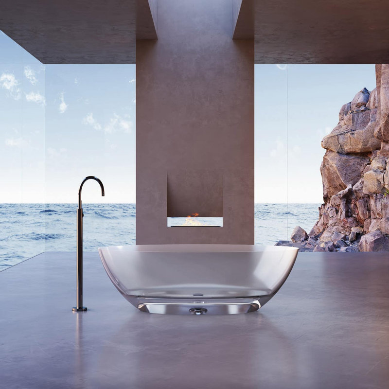 Baignoire autoportante à surface double transparente de 67 po Floki - Transparent