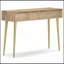 Console Spartan en bois de manguier massif avec deux tiroirs et quatre pieds en métal, 15 x 48 x 32 pouces.
