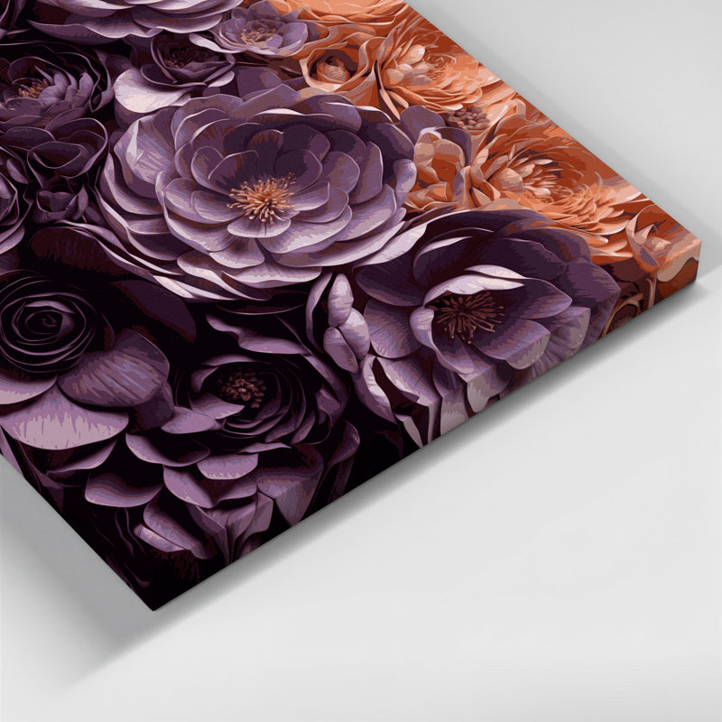 "Abstract Florals 70", art mural sur toile brune, H 12 po x l 12 po