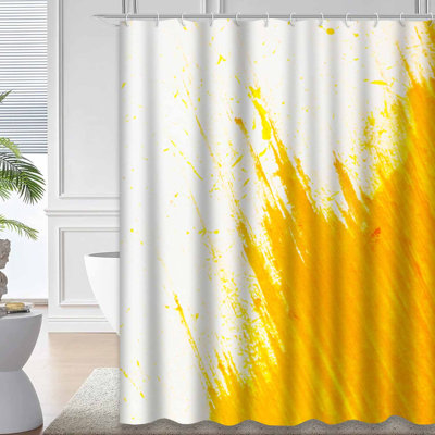 Yellow Waterproof Shower Curtain,Shower Curtains for Bathroom with 12 Hooks