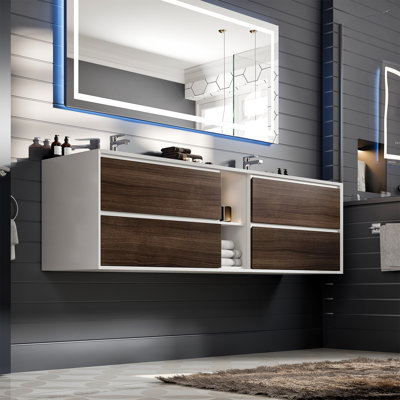 Kiskimere 75" Wall-Mounted Double Bathroom Vanity Set