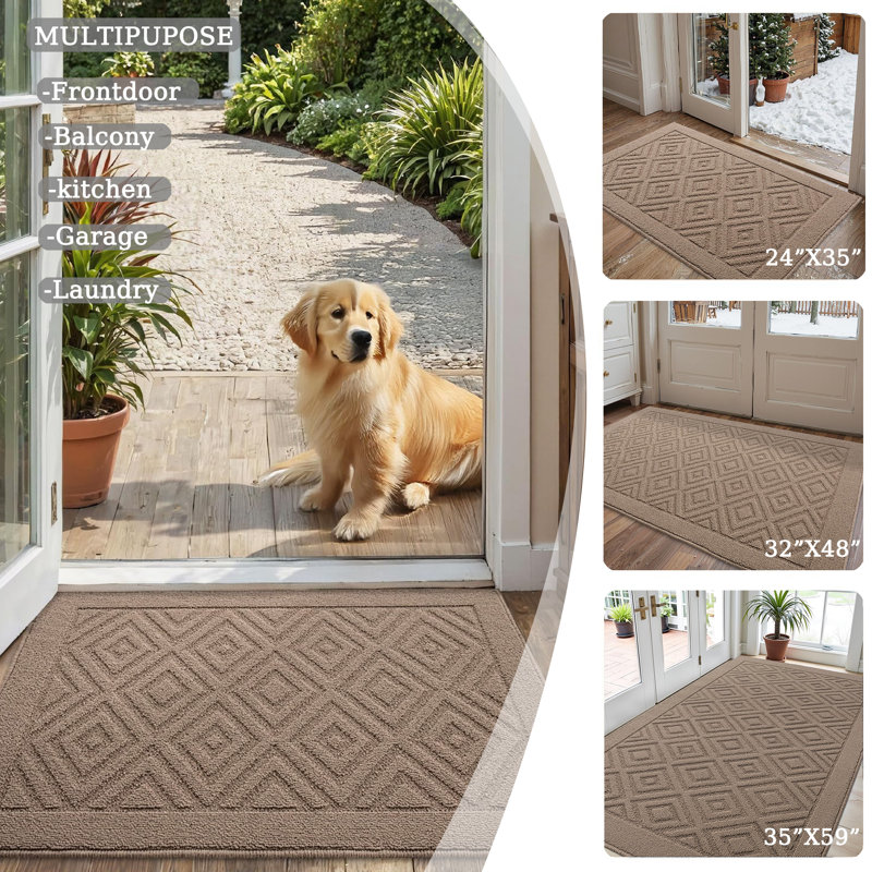Non-Slip Doormat, Khaki, 88.9cm W x 149.9cm L
