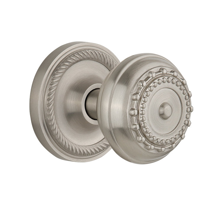 Rosette en corde avec poignée de porte Meadows, Nickel satiné, 2 3/4 po