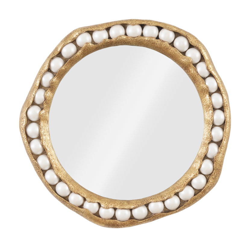 Pearl Mirror, Round, Gold Leaf