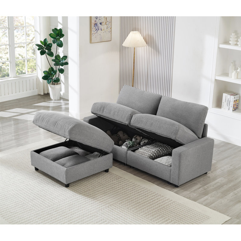 Canapé modulaire 72,05 po L, Gray Polyester, 30.31" H x 72.05" W x 61.42" D