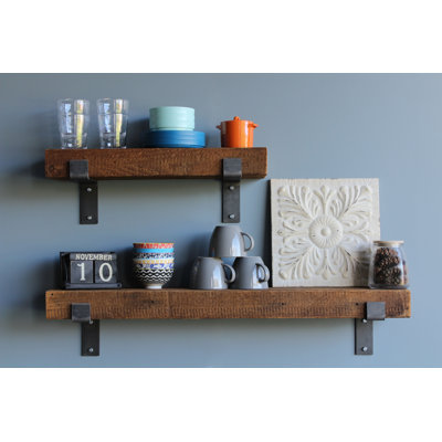 Chumbley 2 Piece Solid Wood Bracket Shelf
