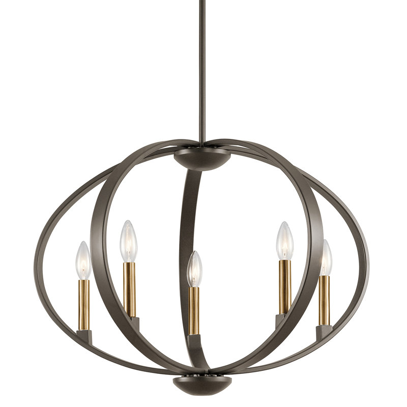 Lustre en forme de globe à 5 lumières Zachary, Bronze vieilli