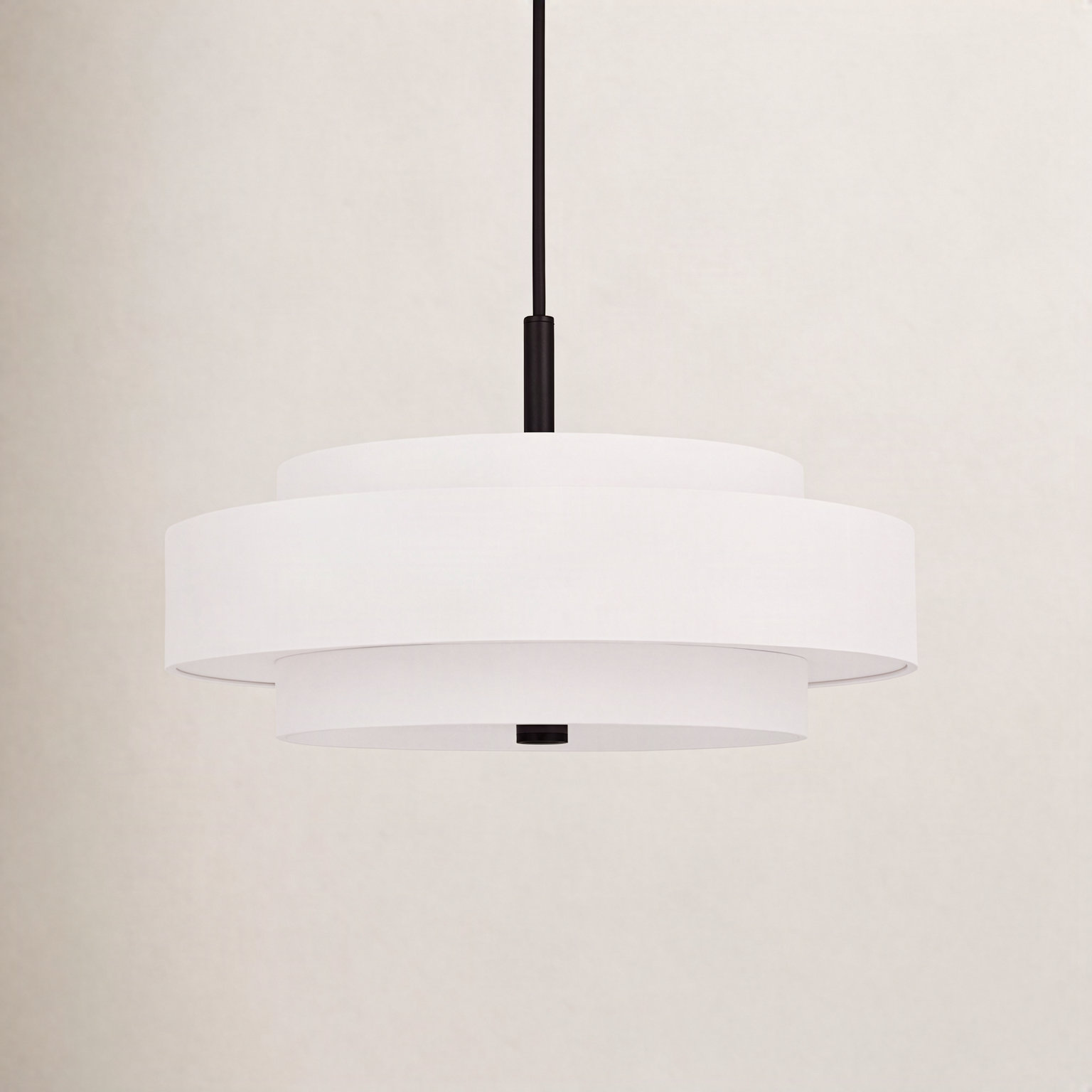 Flaire 4 - Light Steel Dimmable Drum Chandelier, Oatmeal, English Bronze