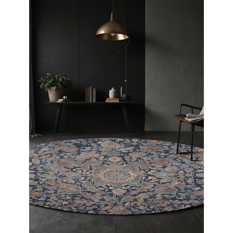 Machine Washable Gray Area Rug, Round 8'