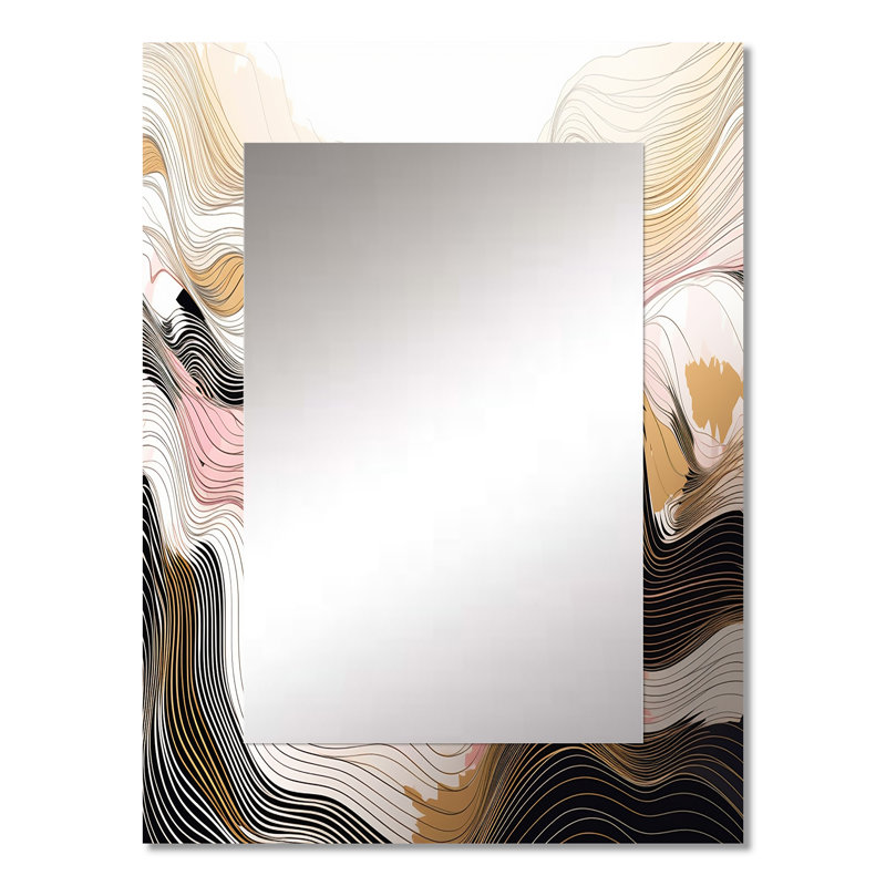 Exploring Abstracted Lines V - Line Art Large Wall Mirror, Modern Unique Mirror, Printed Metal Art, 32" x 24"