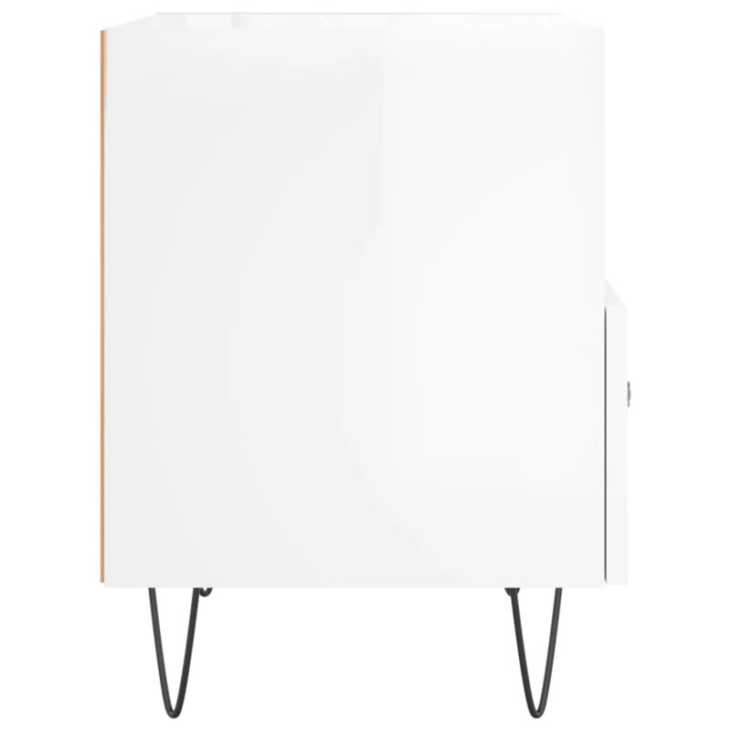 Erno 40cm W Iron Bedside Table, High Gloss White