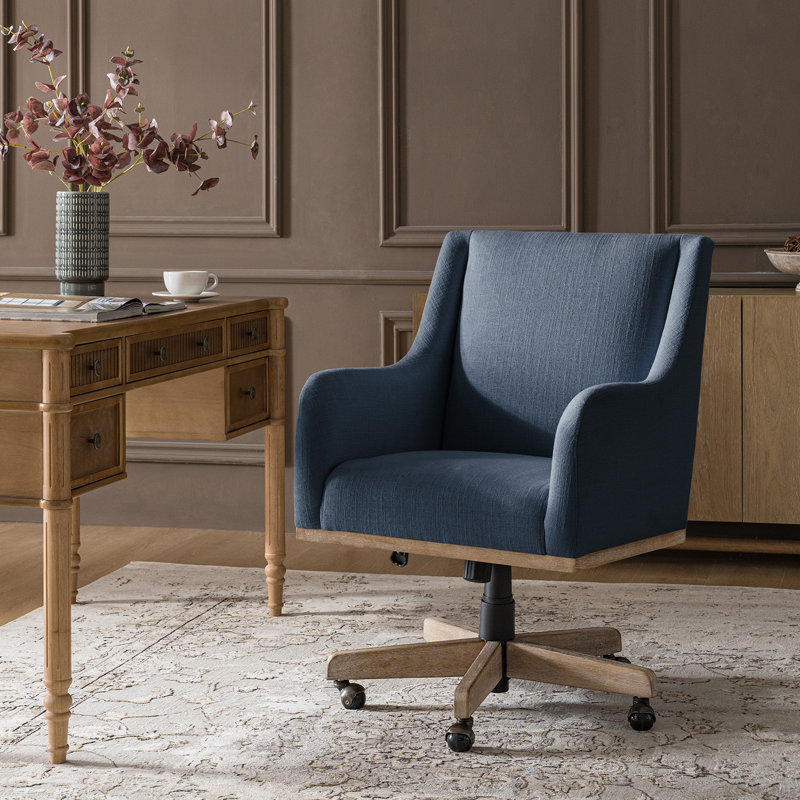 Ackeron Julia Farmhouse 360° Swivel Office Chair with Adjustable Height and Curved Armrests, Indigo