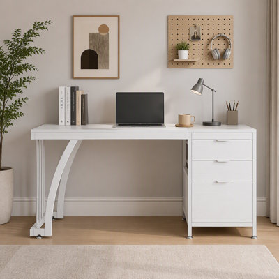 Study Desk with Reversible Drawer Cabinet