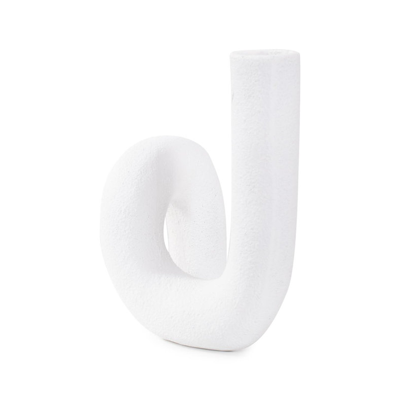 Grand vase tubulaire incurvé blanc, H 9,5 po x l 7 po