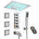 16" Flush Mounted 4-Function Thermostatic Luxury Complete Shower System with LED and Bluetooth Music