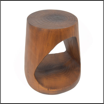 Table d'appoint ronde creuse avec texture semblable au bois, durable et polyvalente pour une utilisation intérieure et extérieure