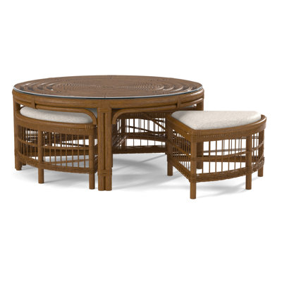 Raffles Rattan Cocktail Table with Benches