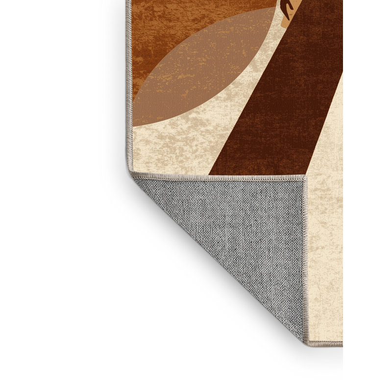 Tapis beige Buckland moderne lavable à la machine - Reliure beige, 7 x 9