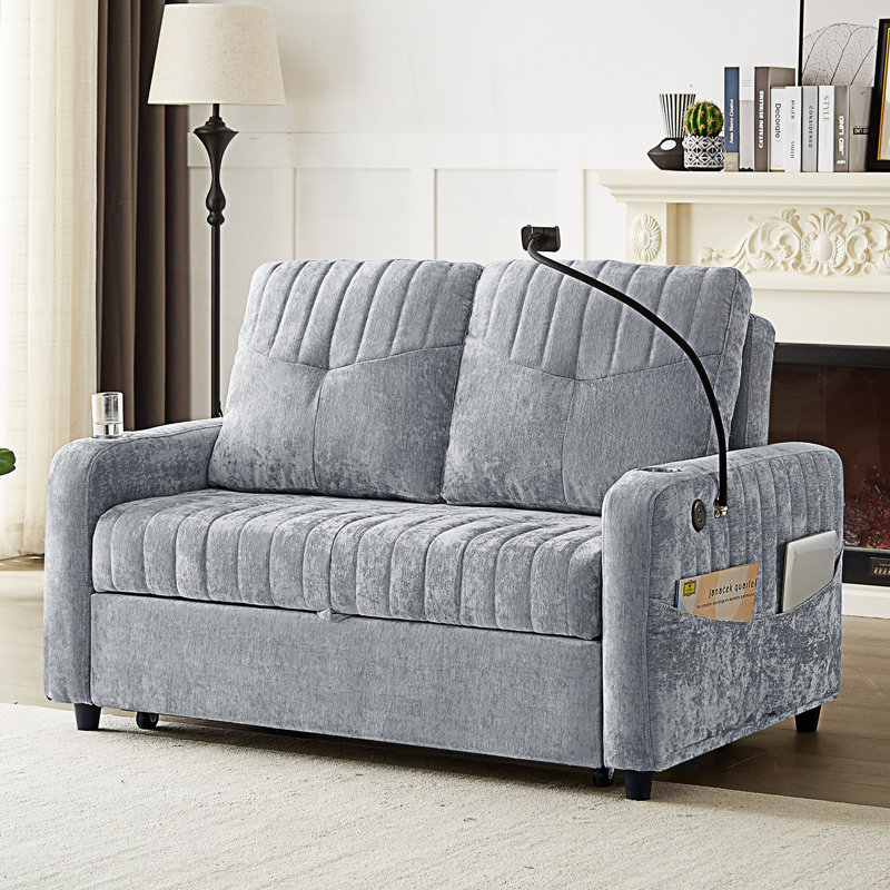 Causeuse moderne avec canapé-lit et dossier ajustable, Gris