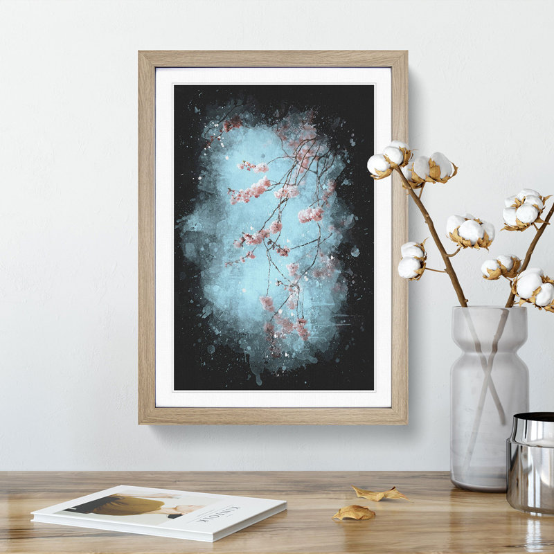 Beautiful Pink Cherry Blossom - Picture Frame Graphic Art Print, Oak Framed, 87cm H x 62cm W x 2cm D