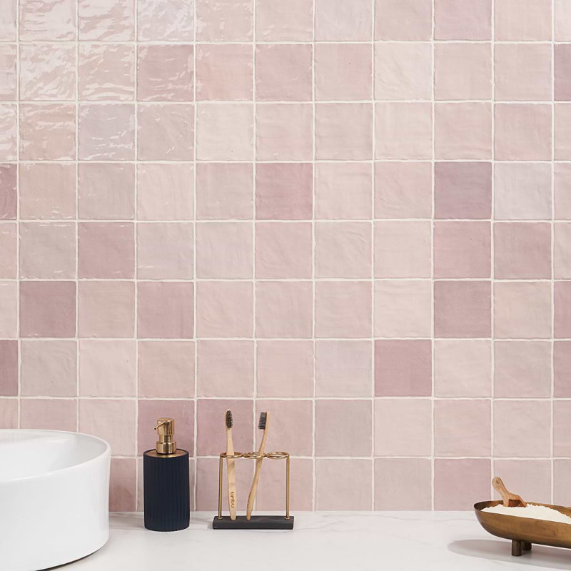 Portmore 4x4 Glazed Ceramic Tile, Pink