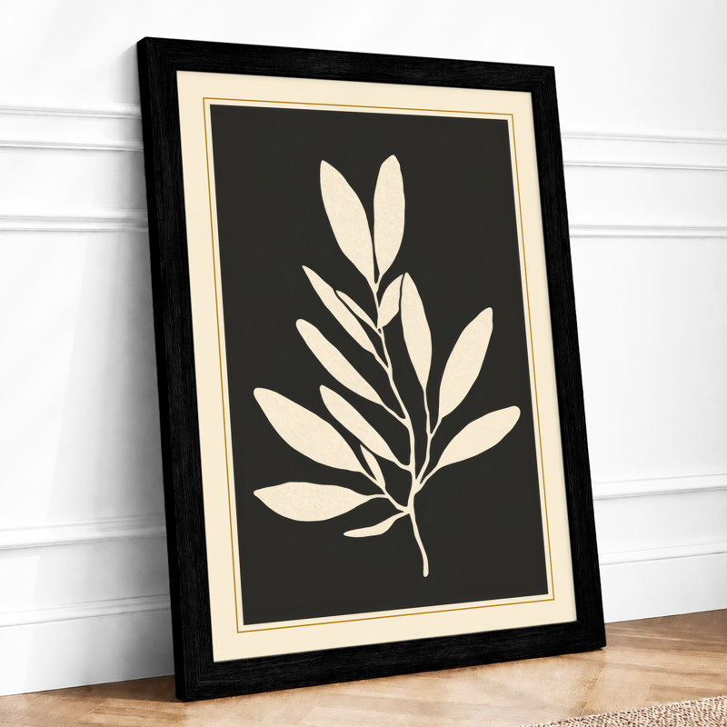 Single Stem In Gold Botanical - Print, Black, A3 - 42.0 x 29.7 cm