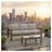 2 Pieces Outdoor Patio Set, All-Weather 75” 3-Seat Metal Patio Sofa Couch With Thick Beige Cushions, Khaki Frame And 43” Coffee Table-2029283593