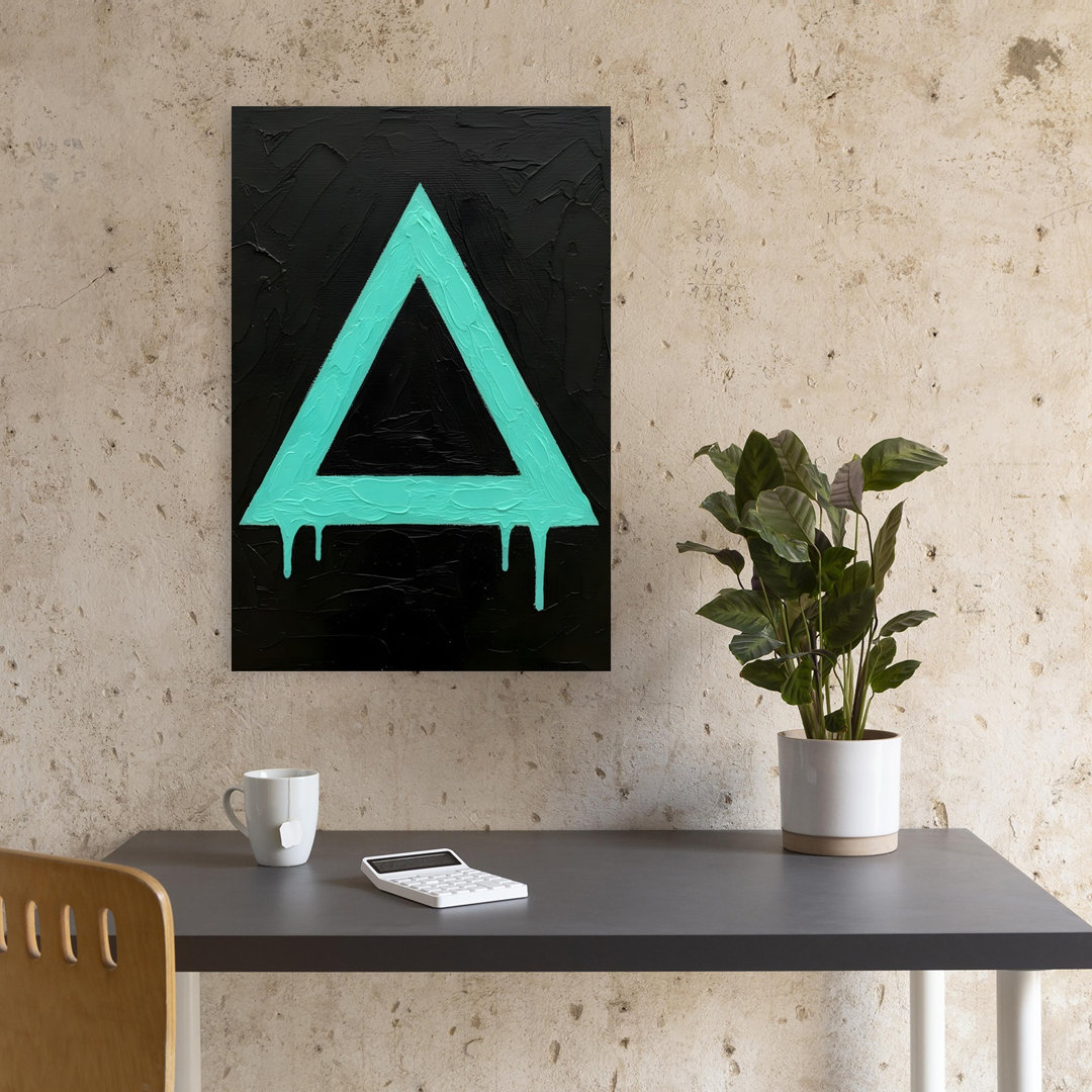 Teal Dripping Triangle Abstract Bold Geometric Wall Art Print