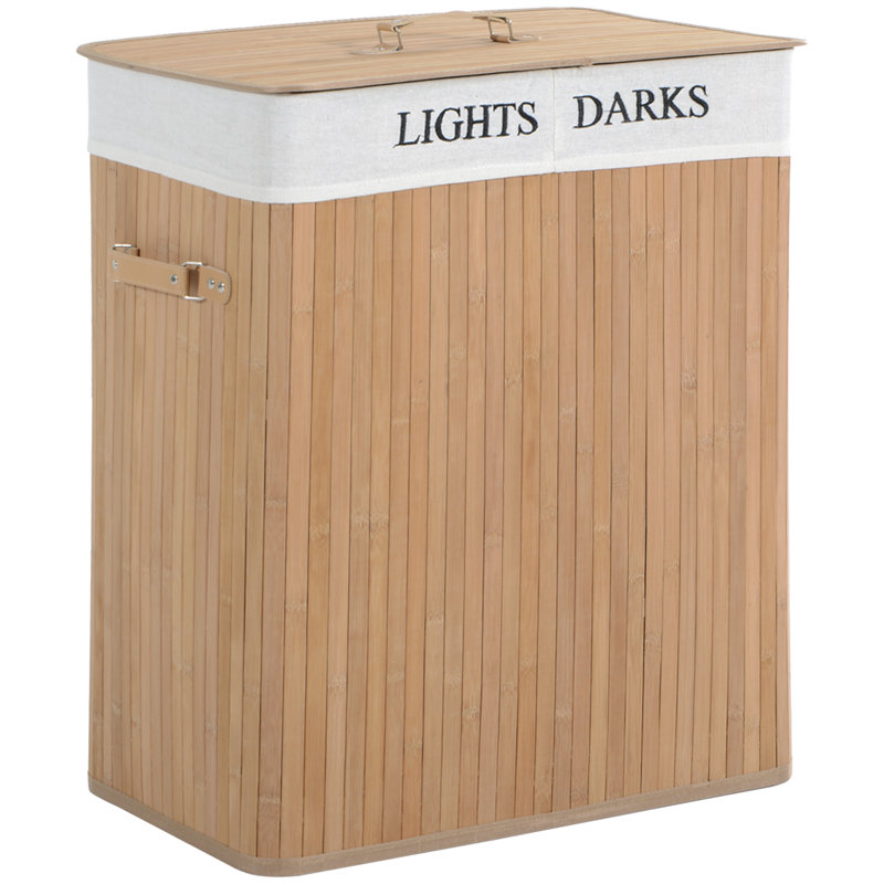 Bamboo Laundry Hamper with Handles, Natural