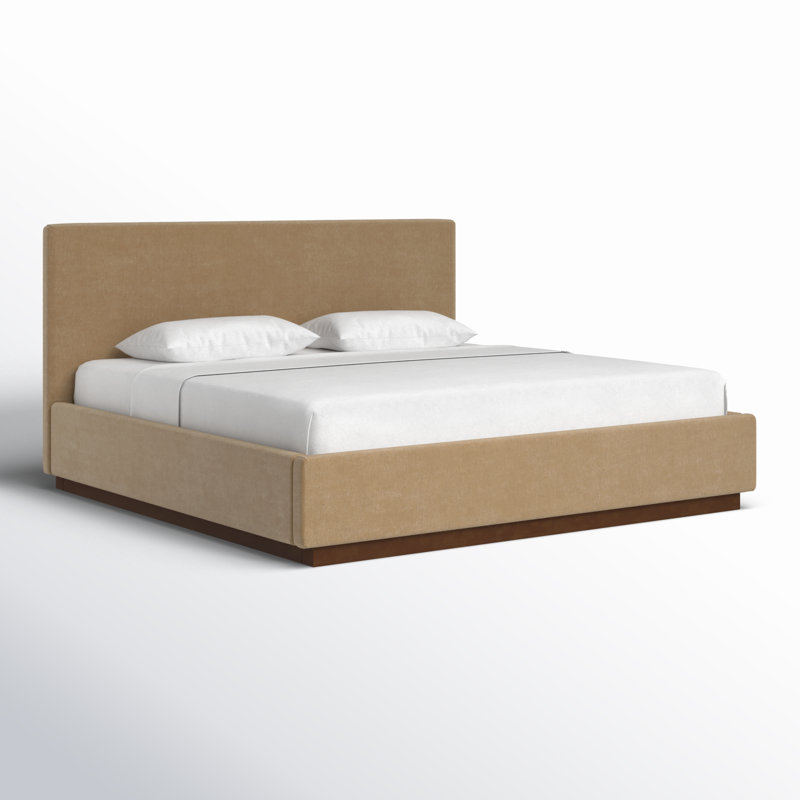 Harwich Upholstered Low Profile Platform Bed, King, Light Brown