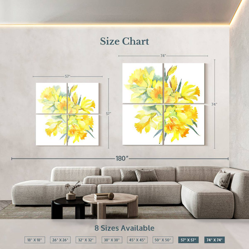 Bouquet de jonquilles jaunes Harnek, H 57 po x l 57 po