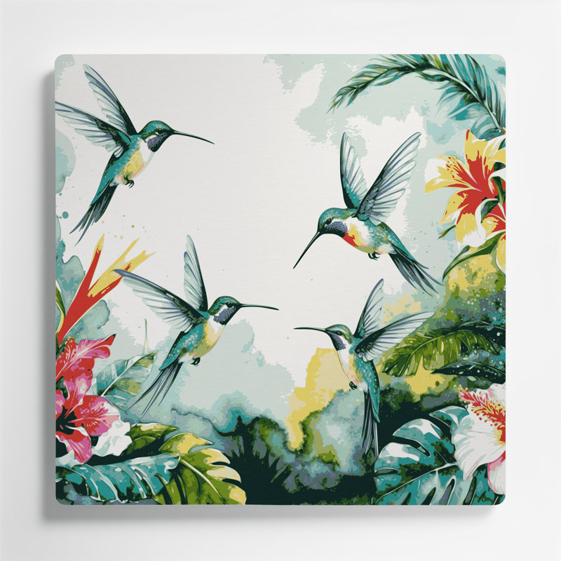 Colibri hawaïen, art mural en métal beige