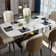 Dashon Modern Rectangular Sintered Stone Dining Table with Gold Stainless Steel Base