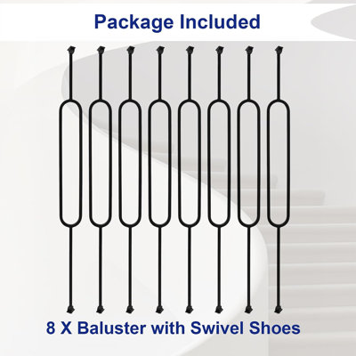 Lot de 8 balustres ovales pour escalier, balustres carrés de 44 po x 1/2 po