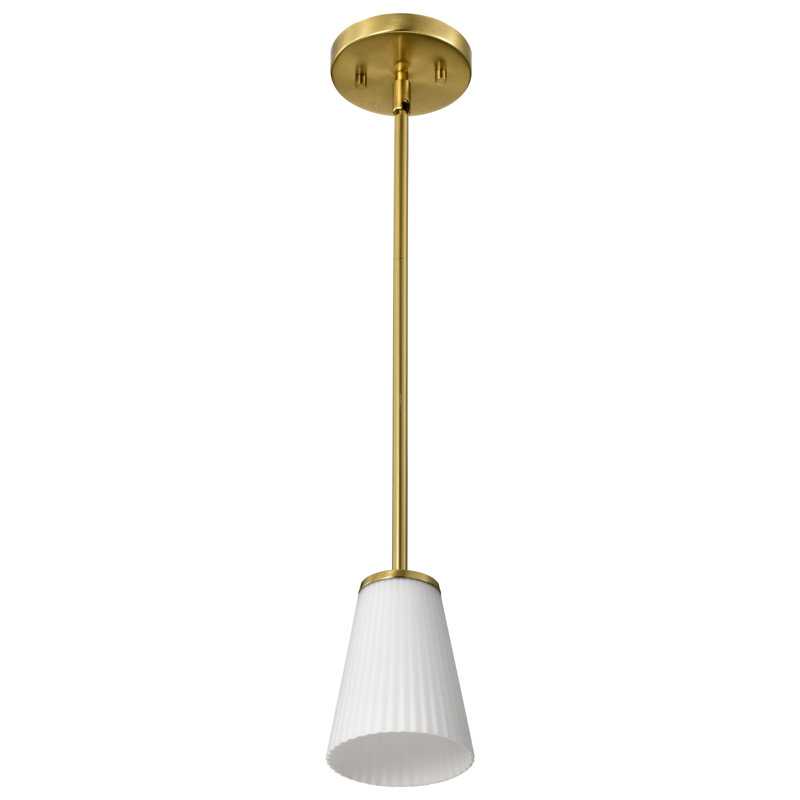 Royale -  Pendant - Ribbed Glass, Burnished Brass, 5.75" H x 4.92" W x 4.92" D