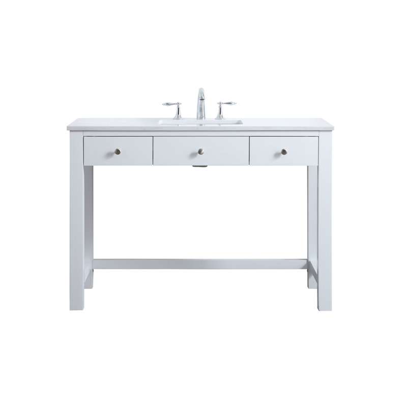 Hudson 48'' Single Bathroom Vanity with Engineered Marble Top, White