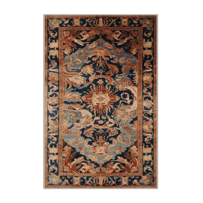 Tapis brun français lavable à la machine, Rectangle 7 pi x 9 pi