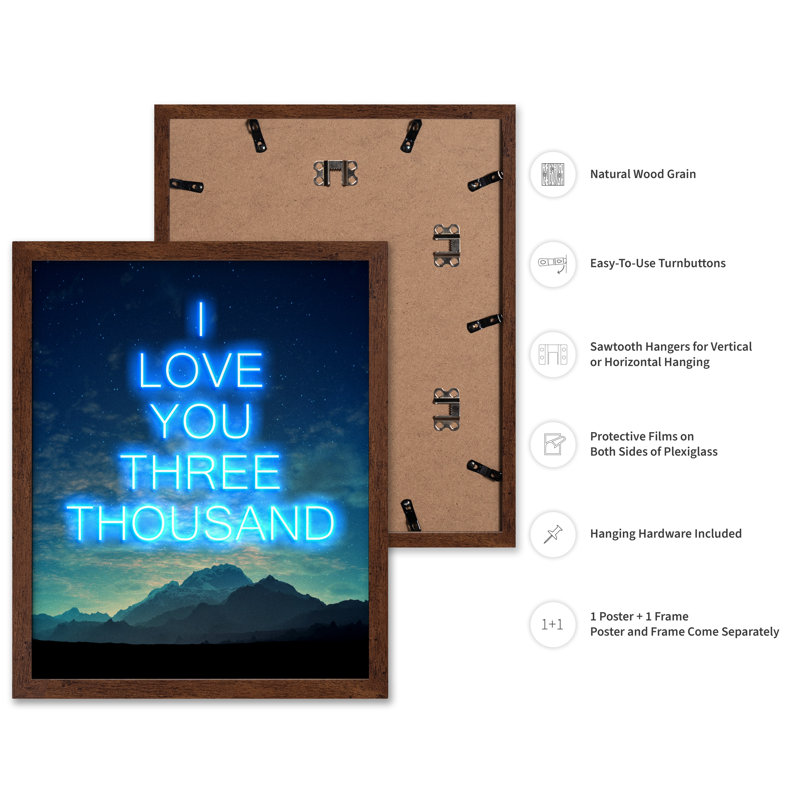 I Love You Three Thousand, Poster, 18"H x 24"W, Brown Framed