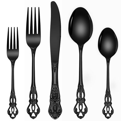 40-Piece Silverware Set For 8 - Elegant Baroque Design, Rust Resistant, Dishwasher Safe