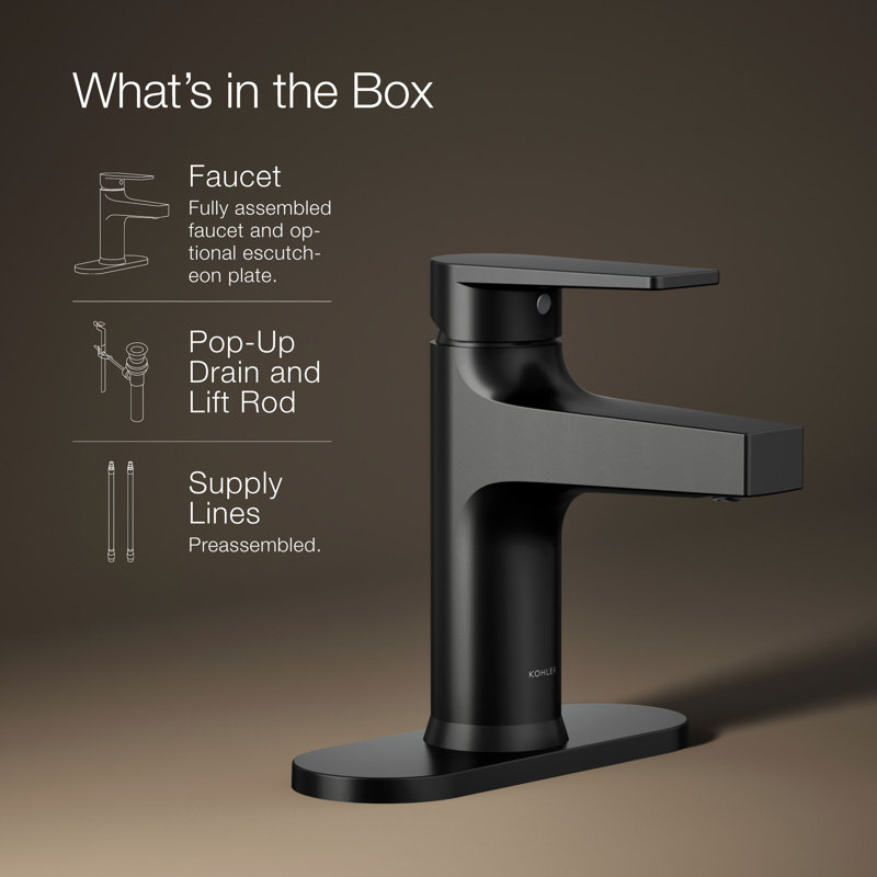 Taut Single-Control Lavatory Faucet with Escutcheon, Matte Black