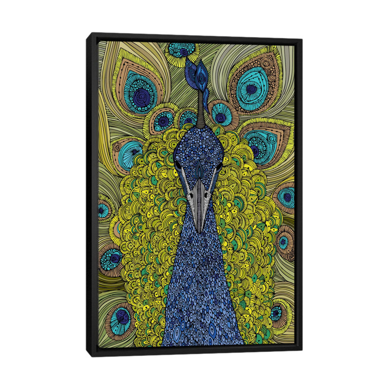 The peacock, impression sur toile tendue, H 26 po x l 18 po x P 1,5 po, Toile avec cadre noir