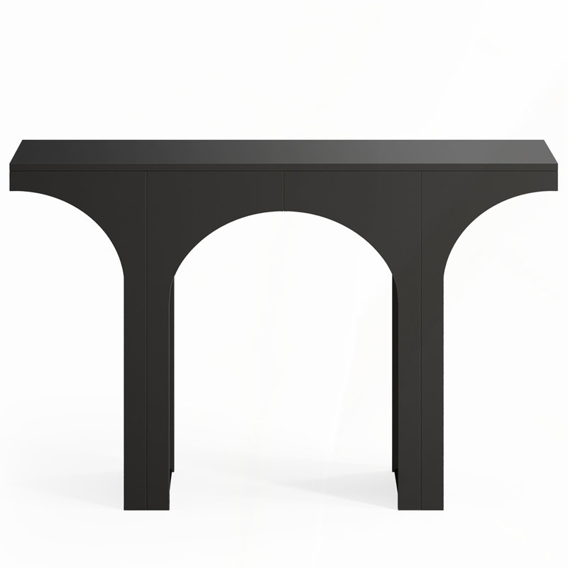 47-Inch Modern Black Console Table for Entryway & Behind Sofa with Arched Base, Durable and Stylish Narrow Hallway Table