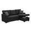 Canapé modulaire 76,5 po en mélange de lin à 3 places avec lit escamotable, rangement pour chaise longue réversible, conception, coussins en mousse mi-ferme, noir anthracite, assise facile à assembler, rapide