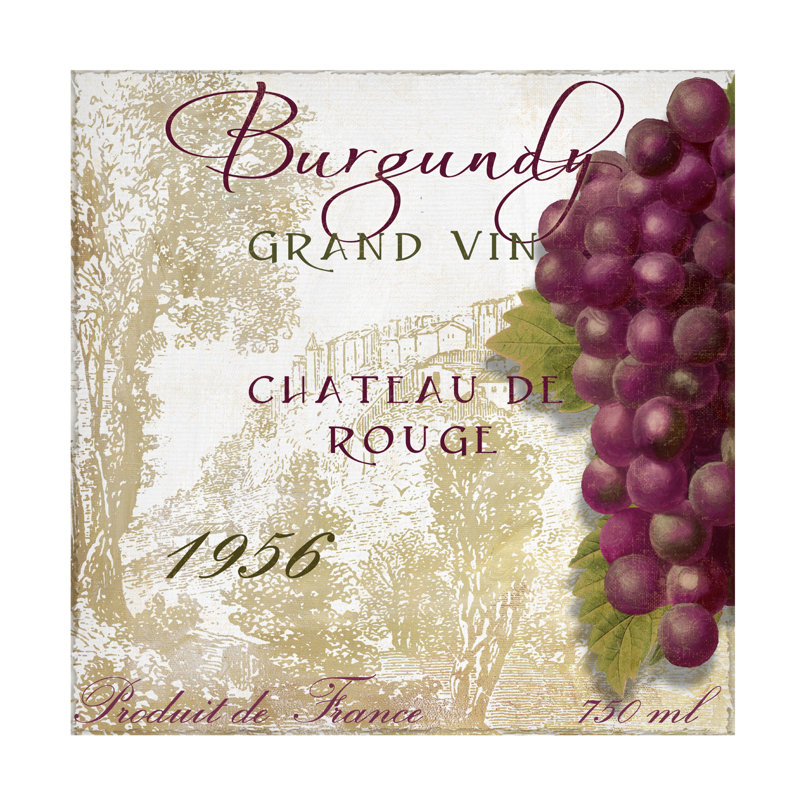 Art sur toile «Bourgogne Sasha Grand Vin», H 14 po x l 14 po
